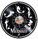 Ceas de Perete Vinil Mica Sirena The Little Mermaid, Negru, 30 cm, Camera Copii, Mecanism Silentios