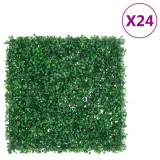 Gard din frunze de arbust artificiale, 24 buc., verde, 50x50 cm