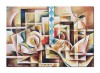 Tablou cubist pictat manual, Chitara solo, 100x70cm ulei pe panza, Vlad Soltan