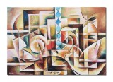 Cumpara ieftin Tablou pictat manual cubism sintetic, Chitara solo, 100x70cm ulei pe panza, Vlad Soltan