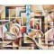 Tablou cubist pictat manual, Chitara solo, 100x70cm ulei pe panza, Vlad Soltan