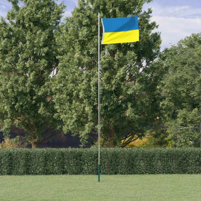vidaXL Steagul Ucrainei cu ocheți din alamă, 90x150 cm