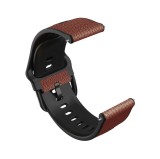 Curea hibrid piele-silicon compatibila cu Huawei Watch GT 7 46mm, Telescoape QR, 22mm, Carob Brown