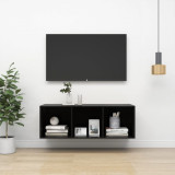 Dulap TV montat pe perete, negru extralucios, 37x37x107 cm, PAL, vidaXL