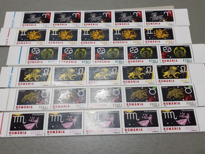 Romania LP 1576-Zodiac-MNH-streif 5 serii