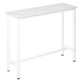 HOMCOM Masă de Bar Masă &Icirc;naltă cu Blat din Melamină Efect de Marmură și Picioare din Oțel Stil Modern pentru Bucătărie Cafenea Sufragerie 120x40x100 c