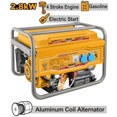 Generator curent electric, 2,8 kw, cu pornire automata motor 4 timpi, aparat portabil de curent pentru santier sau uz casnic - Ingco GE30005-1