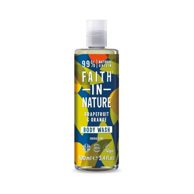 Gel de Dus Natural Energizant cu Grapefruit si Portocala Travel Size 100 mililitri Faith In Nature foto