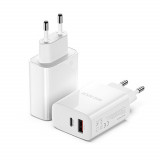 Incarcator retea Quick Charge 3.0, PD, 20W - 1 x USB Type-C, 1 x USB, Alb (C70), Dux Ducis