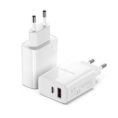 Incarcator retea Quick Charge 3.0, PD, 20W - 1 x USB Type-C, 1 x USB, Alb (C70) foto