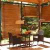 Set mobilier gradina 5 piese Gossi, poliratan negru/sticla, perne incluse