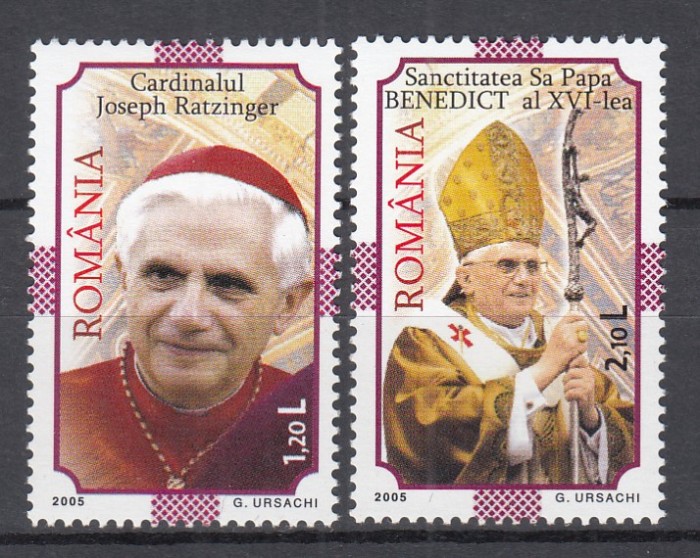 ROMANIA 2005 LP 1690 SANCTITATEA SA PAPA BENEDICT AL XVI lea SERIE MNH