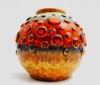 Vaza ceramica glazurata JASBA anii &#039;60 Germania MOONCRATER space age pop art Fat Lava portoclaiu maro