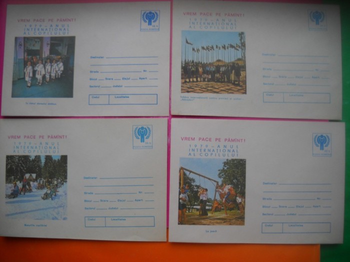 HOPCT PLIC LOT NR 43 -SET 5 PLICURI -COPII-ANUL INTERNATIONAL AL COPILULUI 1979-PIONIERI--ROMANIA