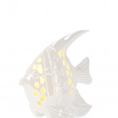 Decoratiune luminoasa Capri Porc Fish, Bizzotto, LED, 14.7 x 9.8 x 15.5 cm, portelan