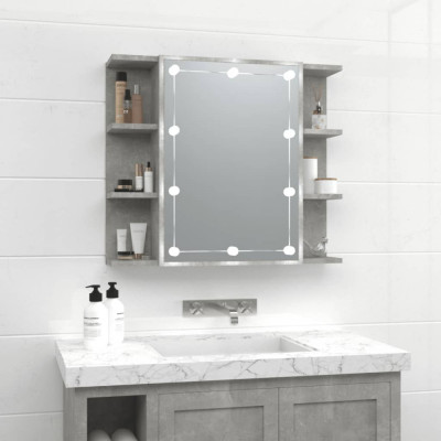 vidaXL Dulap cu oglindă și LED, gri beton, 70x16,5x60 cm foto