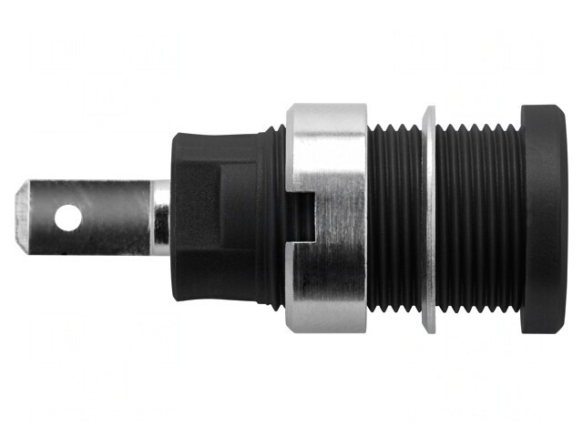 Soclu banană 4mm negru nichelat pentru panou