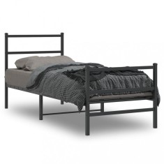 vidaXL Cadru pat metalic cu tăblii de cap/picioare&nbsp; negru, 80x200 cm 355374