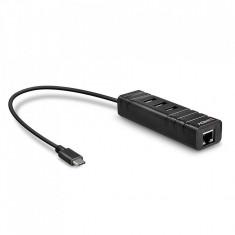 Lindy Hub USB 3.1 Type-C, USB-A + RJ45 foto