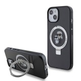 Husa pentru iPhone 15 / iPhone 14 / iPhone 13 - Karl Lagerfeld Hardcase Ring Stand MagSafe (KLHMP15SHMRSKCK) - Karl&amp;Choupette