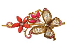 Clama de par in forma de Fluture, Vintage, 13 cm, Roz, 75BJ