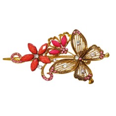 Clama de par in forma de Fluture, Vintage, 13 cm, Roz, 75BJ