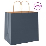 Cumpara ieftin Pungi de h&acirc;rtie 250 buc cu m&acirc;nere Albastre 26x17x25 cm