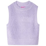 Vestă pulover pentru copii tricotată, liliac deschis, 104