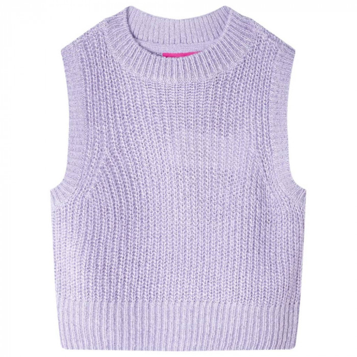 Vestă pulover pentru copii tricotată, liliac deschis, 128