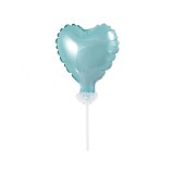 Balon folie mini cu bat in forma de inima albastru deschis