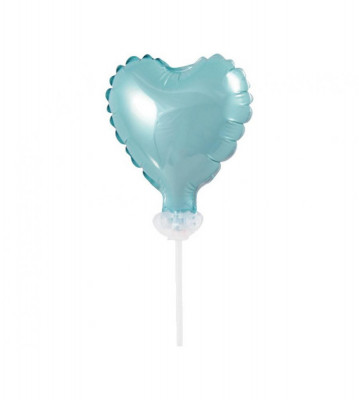 Balon folie mini cu bat in forma de inima albastru deschis foto