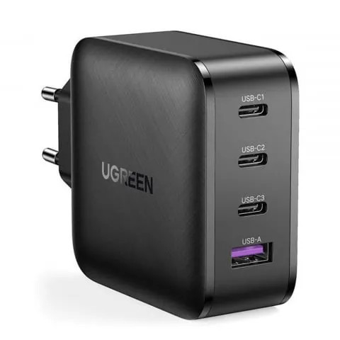 Incarcator Priza Fast Charge GaN x PD65W, 3x Type-C, USB Ugreen (70774) Negru