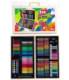 Set de Desen 220 Piese, Geantă Lemn, Pentru Copii Peste 3 Ani, Materiale Netoxice, Dezvoltare Creativitate
