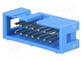 Conector IDC tată 14 pini 2x7 THT 2,54mm albastru TE Connectivity aurit