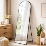 SONGMICS Oglinda podea, cu rama aluminiu si sticla securizata, design curbat, 150x40 cm, negru Household NewTrend