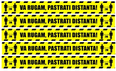 Stickere Podea - Preventie COVID - Pastrati Distanta - Set 5 BUC - 94x10 cm foto