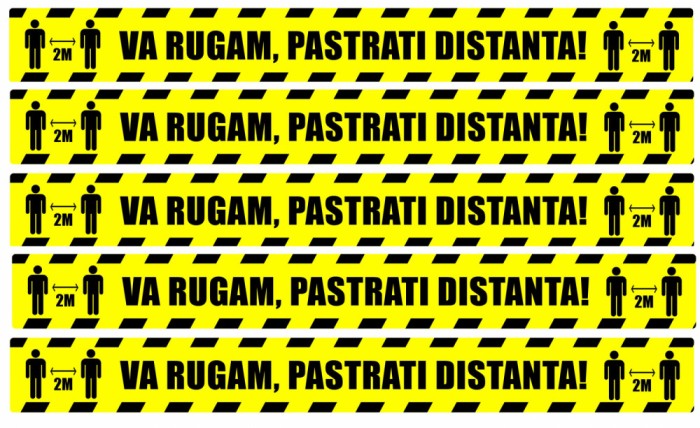 Stickere Podea - Preventie COVID - Pastrati Distanta - Set 5 BUC - 94x10 cm