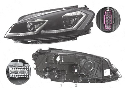 Far Volkswagen Golf 7 (5k), 03.2017-, fata, Stanga, cu static cu lumini de curbe; cu LED daytime running light; LED; electric; cu motor; foto