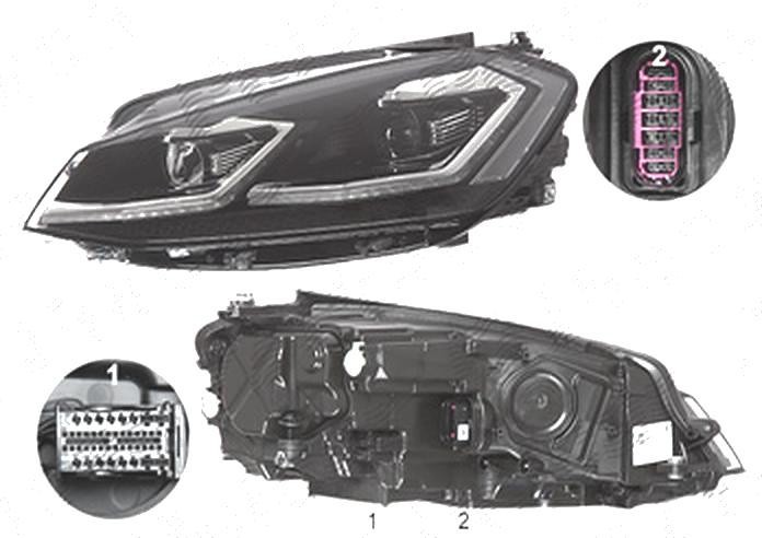 Far Volkswagen Golf 7 (5k), 03.2017-, fata, Stanga, cu static cu lumini de curbe; cu LED daytime running light; LED; electric; cu motor;
