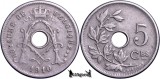 1910, 5 Centimes - Albert I - Regatul Belgiei - inscripție franceză, Europa