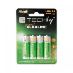 Baterii alcaline TECHLY 306974 1.5V AA LR6 4 bucati foto