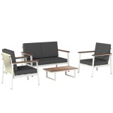 Outsunny Set Mobilier Grădină 4 Persoane: 2 Fotolii, Canapea, Măsuță | Aosom Romania