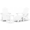 Scaune de gradina Adirondack cu taburet si masa, alb, HDPE