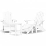 Cumpara ieftin Scaune de gradina Adirondack cu taburet si masa, alb, HDPE