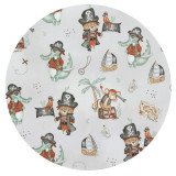 Cearceaf cu elastic MimiNu pentru patut 90x40 cm din bumbac Pirates Natural