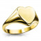 Inel din oțel 316L - inimă netedă plată, design de culoare aurie - Marime inel: 54