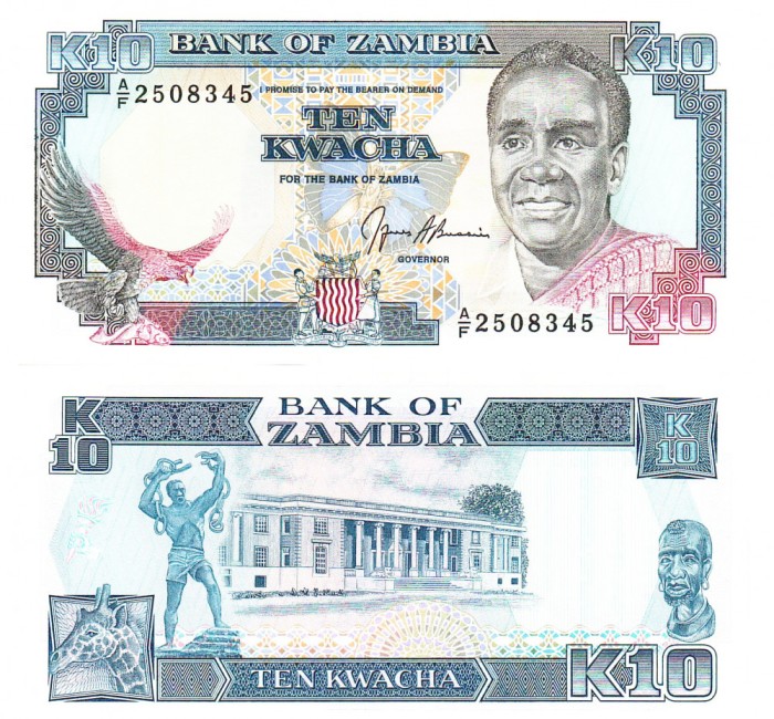 Zambia 10 Kwacha 1989-91 UNC