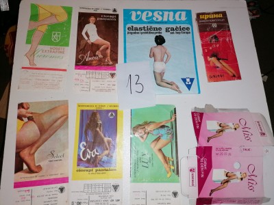 LOT 8 AMBALAJE VECHI CIORAPI / DRES - ROMANESTI / STRAINE - ADESGO ETC - DE COLECTIE foto