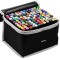 Set 120 markere Edman, Varf subtire si gros, cu suport baza, Geanta depozitare, Multicolor