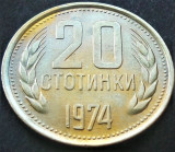 Moneda 20 STOTINKI - BULGARIA, anul 1974 *cod 1607 B